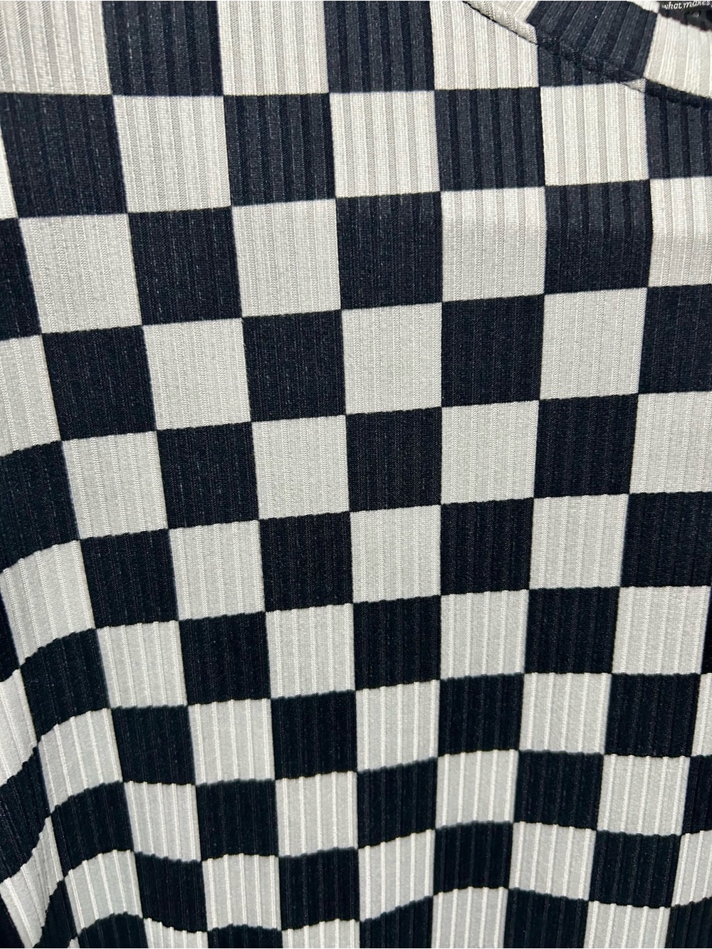 Dressed in Lala Lex Ribbed Checkerboard Two-Piece Set Black White Small - Picture 8 of 11